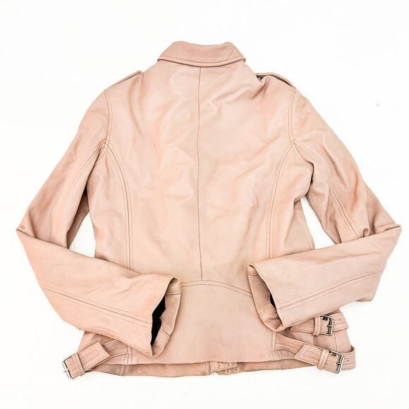 IRO Leather Lambswool Rose Pink Motorcycle Jacket Size 40 - Picture 3 of 4